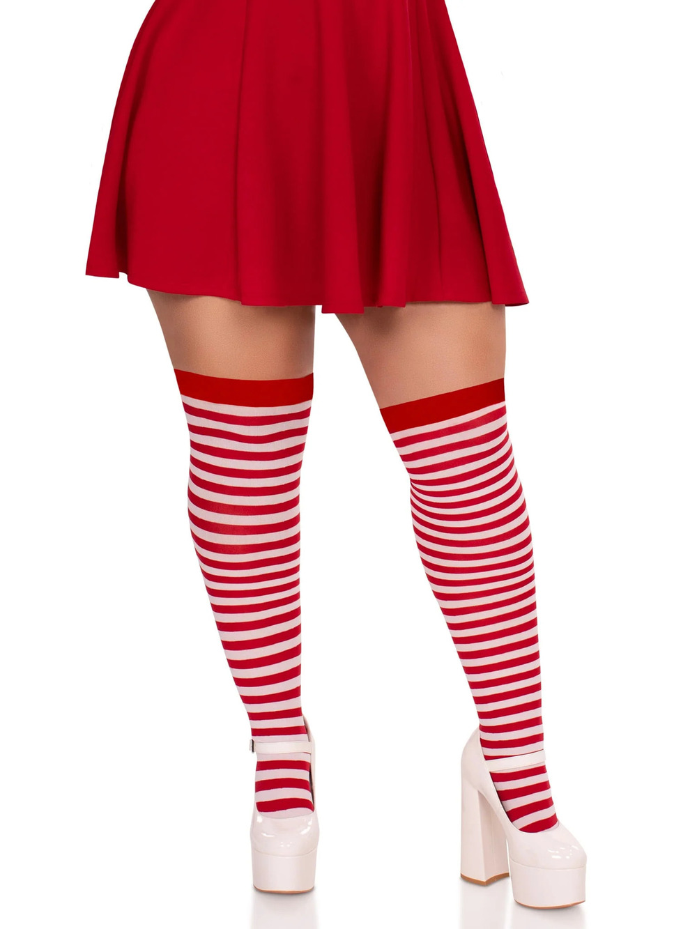 Leg Avenue - Cari Striped Stockings - White/Red